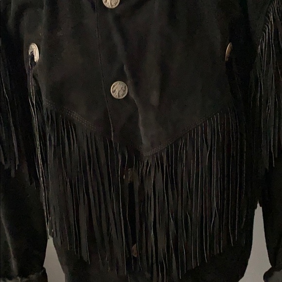 Vintage Black Fringed Suede Leather Jacket - Picture 2 of 9